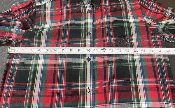 Lauren Ralph Lauren Red Green Plaid Button Up Shirt Embroidered Logo Holiday - Image 9