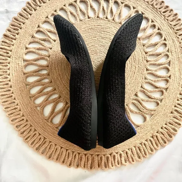 Rothy's The Point Toe Flats in Black Honeycomb Knit Size 8 - Image 5