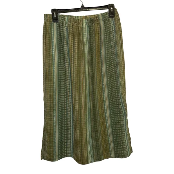Vintage Koret Seersucker Skirt Large Green‎ Striped Boho Cottagecore Lightweight - Image 5