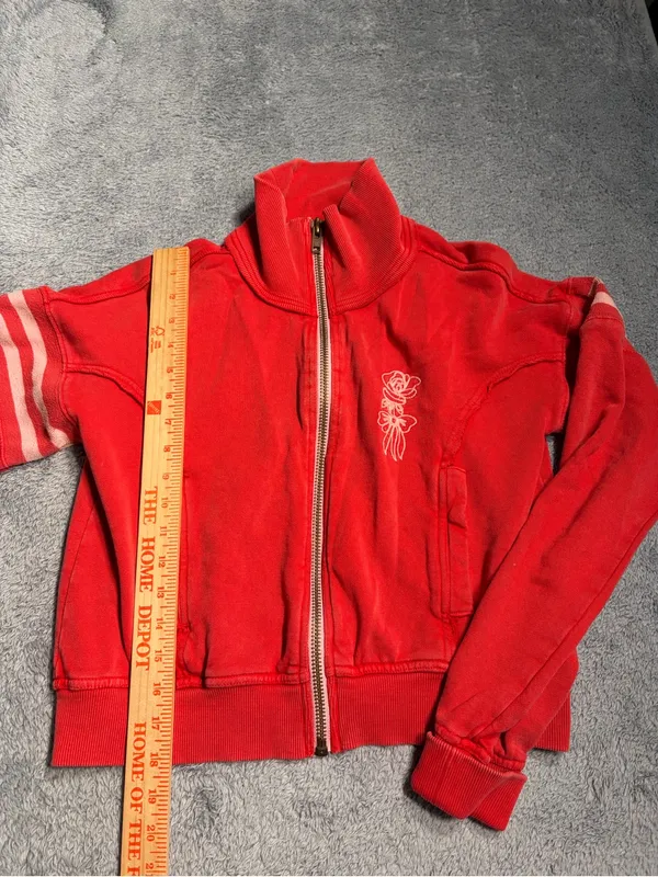Free people school of dance New York Red Zip-Front Track Jacket sweatshirt small - Image 4