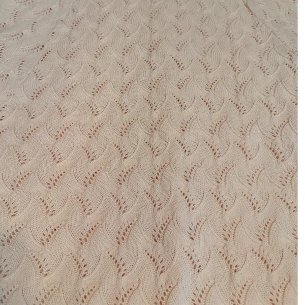 VTG 70's Cuddle Knit Cream Pointelle Button Front Cape Fringe Poncho Cottagecore - Image 9