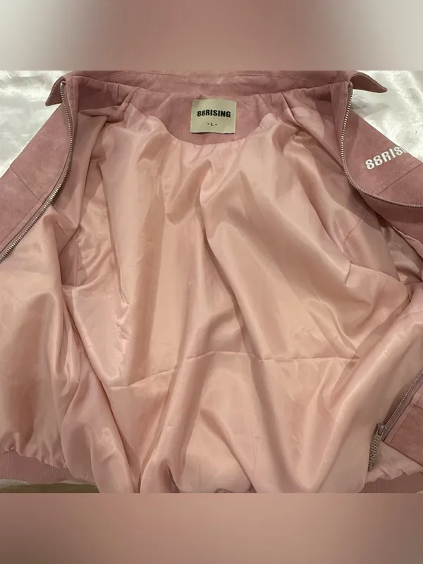 88Rising Pink Faux Leather Bomber Jacket Large Kpop Grunge Y2K Streetwear Edgy - Image 8