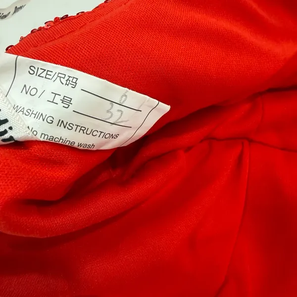 Bold Red Strapless Dress Size 6 - Image 3