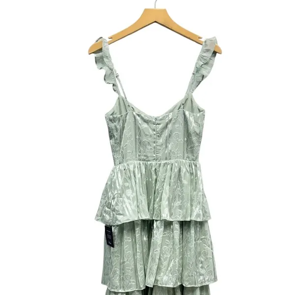 Lulus Stunning Glory Sage Green Floral Jacquard Tiered Maxi Dress size XS NWT - Image 5