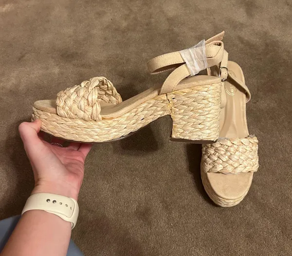 Woven Platform Sandals Tan Size 10 - Image 2