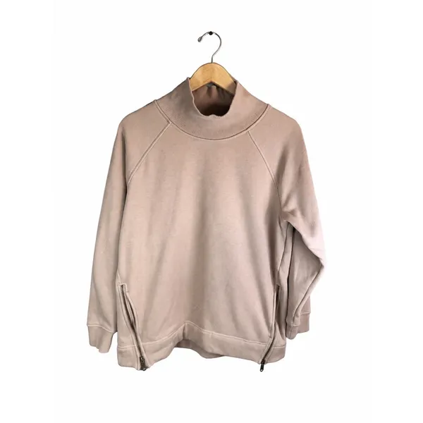 Athleta Cozy Karma Side Zip Funnel Neck Sweatshirt Women L Dogwood Mauve - Image 2