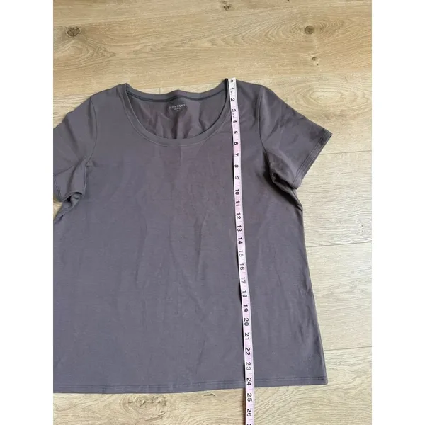 EUC Eileen Fisher organic cotton lycra brown short sleeve t-shirt stretch size L - Image 4