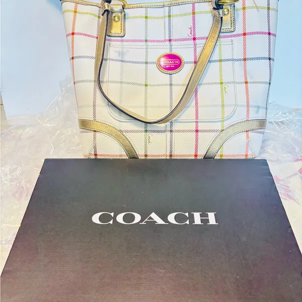 Coach Heritage Tattersall Signature Off White Shoulder Handbag - Image 11