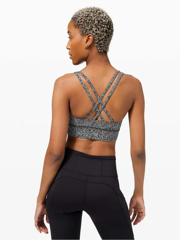 Lululemon Energy Bra Long Line Medium‎ Support B-D Cup Herringbone Black Size 8 - Image 2