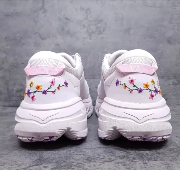 Hoka Bondi L "Vibrant Bloom" – White/Floral Embroidery – New (No Box) - Image 2