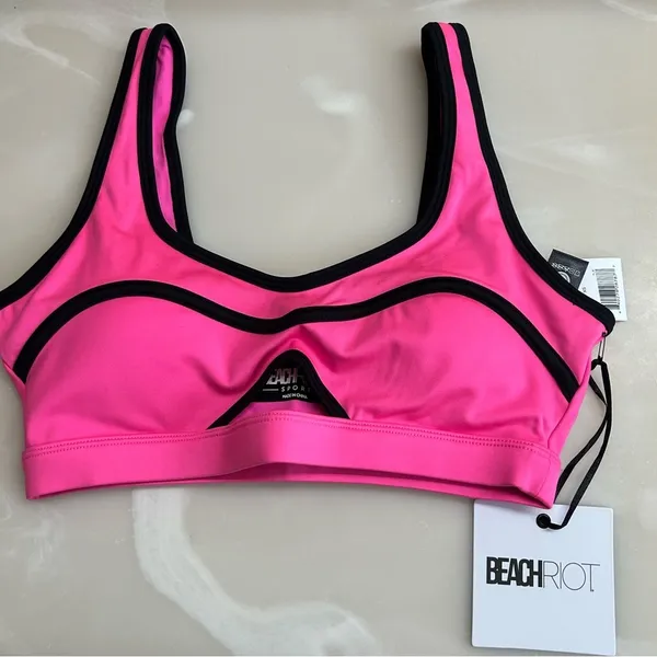 Beach Riot Moxie Cutout Sports Bra Padded Athletic in Radiant Orchid Size XS - Image 3