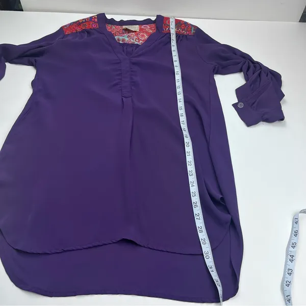 Anthropologie Sincerely Mary Womens SZ Medium Purple Long‎ Sleeve Tunic Top Boho - Image 5