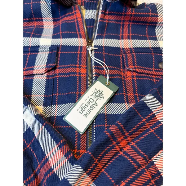 Alpine Design Women's Sherpa‎ Lined Flannel Full Zip Jacket Navy Red Cream NWT - Image 2