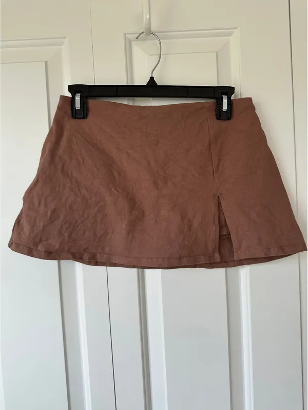 BP Cotton Knit Mini Skort Brown Topaz Size Small - Image 5