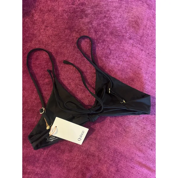 QUINCE Italian Knotted Triangle Bikini Top Black NWT Size Large L MINIMALIST - Image 4
