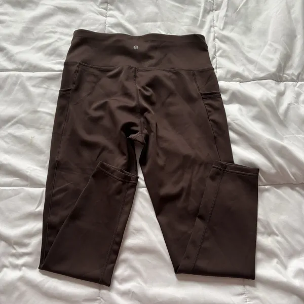 Womens Size Medium Leggings Activewear Running Yoga Brown‎ Pockets Nylon Blend - Image 7