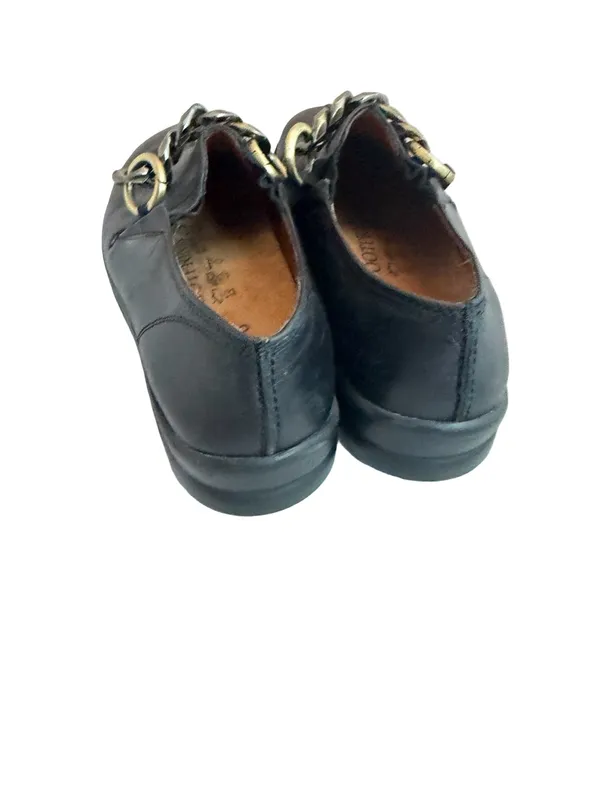 Birkenstock Footprints Black Slip-On Loafers Shoes w/ Chain Comfortable Size 38 - Image 5
