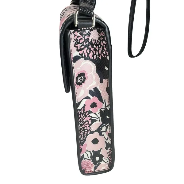 Kate Spade Staci North/South Flap Phone Crossbody Dahlia Floral Pink Multi Black - Image 4