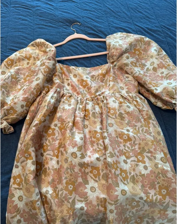 Storia Vintage Cottagecore Floral Puff Sleeve Mini Dress - Image 6