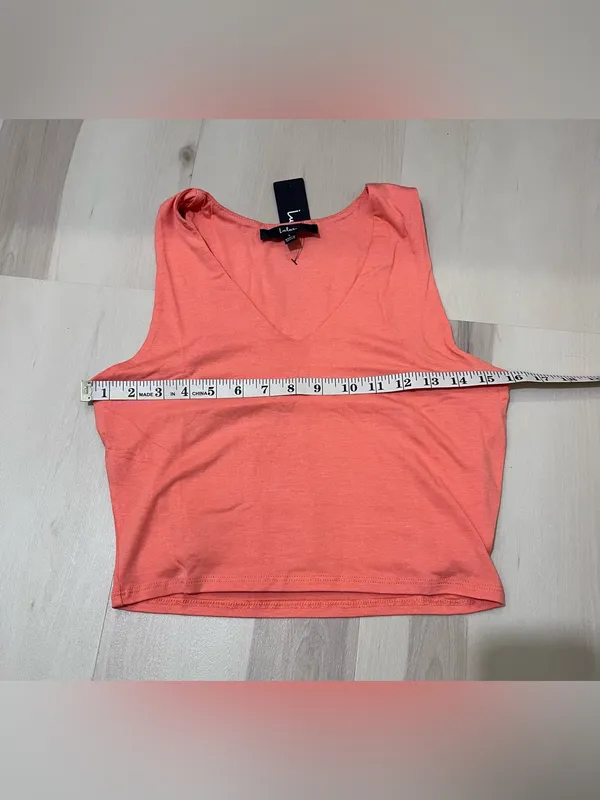 Lulus NWT Women Large Basics Feel Like Dancing Coral Orange Crop Casual Lounge - Image 8