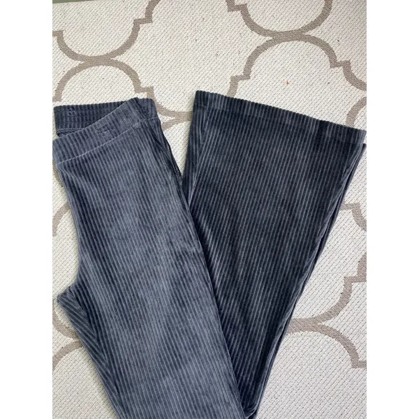 Aerie Groove-On Rib Velour Flare Pants Charcoal Gray Pull-On Size M 32” Inseam - Image 12