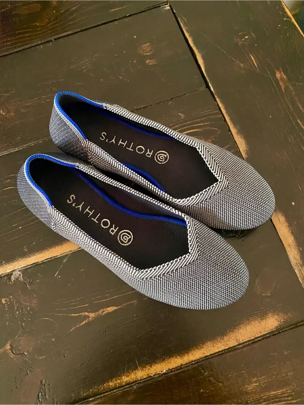 Rothy's Navy and White Knit Ballet Flats with Blue Trim - Image 2