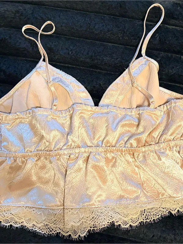 SHEIN Champagne Satin Lace Trim Cami - Image 6