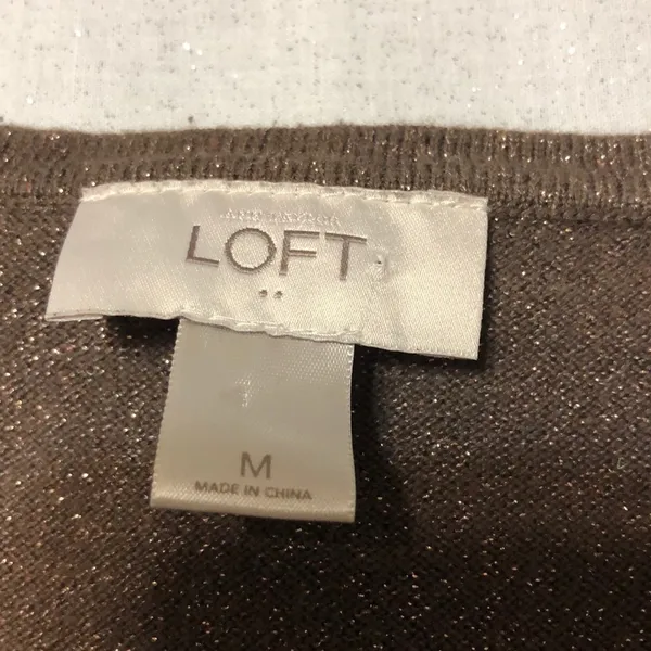 LOFT Brown Glitter Cardigan M - Image 4