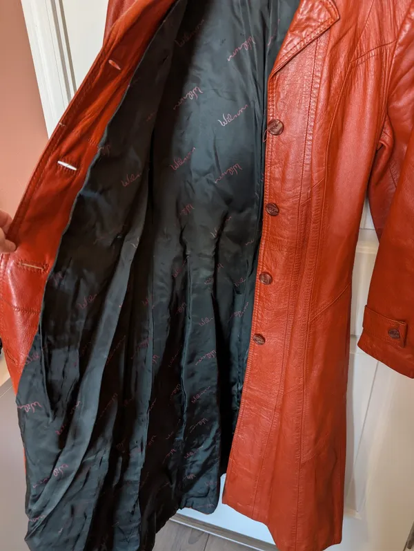 Vintage Wilsons Leather Women’s Trench Coat W12 Brunt Orange/Brown - Image 4