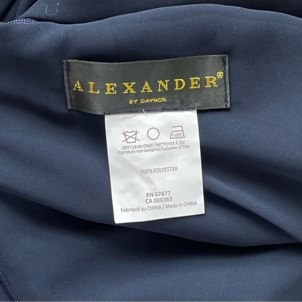 Alexander By‎ Daymor Beaded Gown Maxi Slit Dress Wedding Off-Shoulder Navy 6 NWT - Image 7