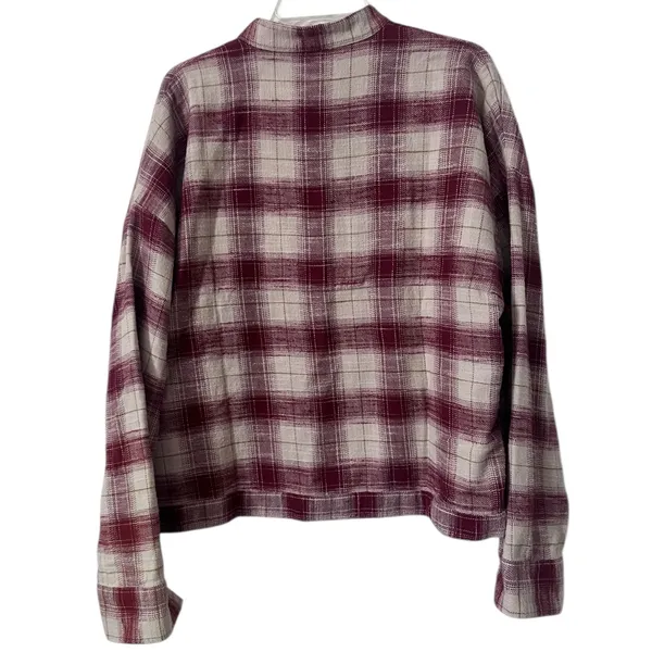 Ag Adriano‎ Goldschmied Burgundy and Cream Smith Plaid Shirt Jacket NWT Medium - Image 2