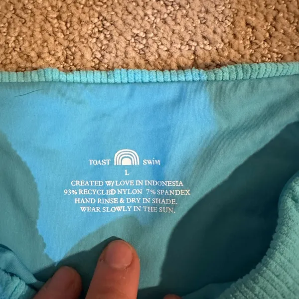NWT Toast x Free People signature stitch bikini bottoms turquoise large - Image 3