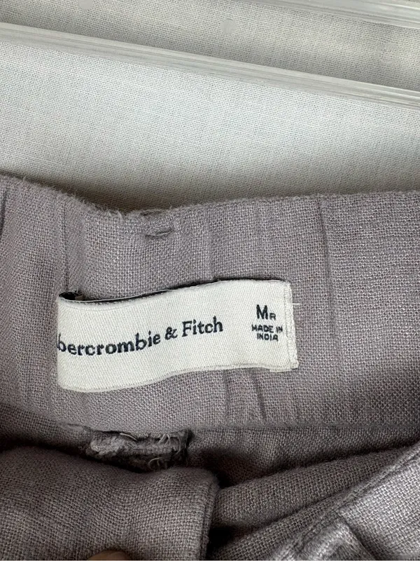 Abercrombie & Fitch Wide Leg Linen Pants Mauve Size M - Image 9