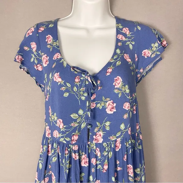 Urban Outfitters Babydoll Dress‎ Floral Mini Button-Up Top Tiered Skirt Feminine - Image 6