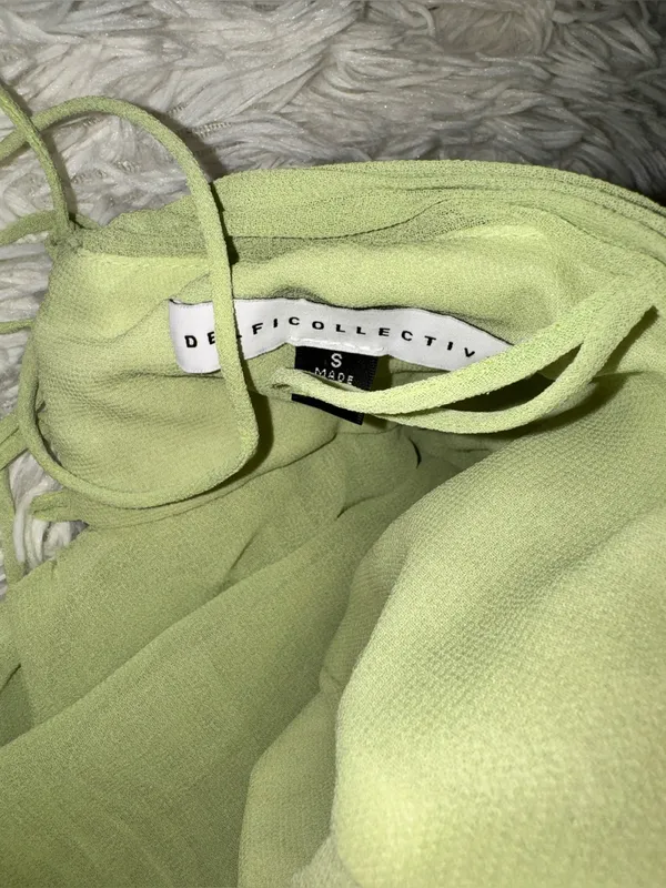 NEW DELFI COLLECTIVE Diana Pleaded Strapless Chiffon Lime Green Dress sz S - Image 8
