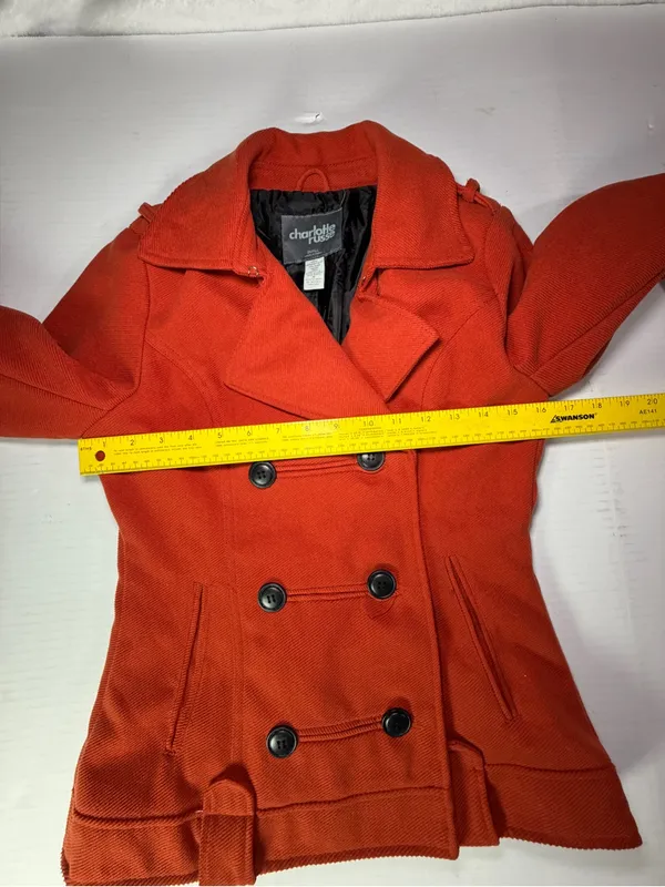 Charlotte Russe Bright Orange Double-Breasted Peacoat - Image 4