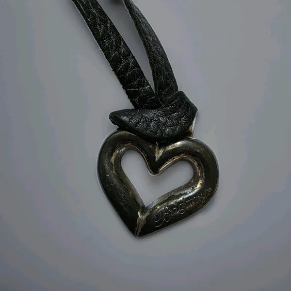 BRIGHTON Black Leather Replacement Heart Loop Strap Purse Bag Charm Fob - Image 2