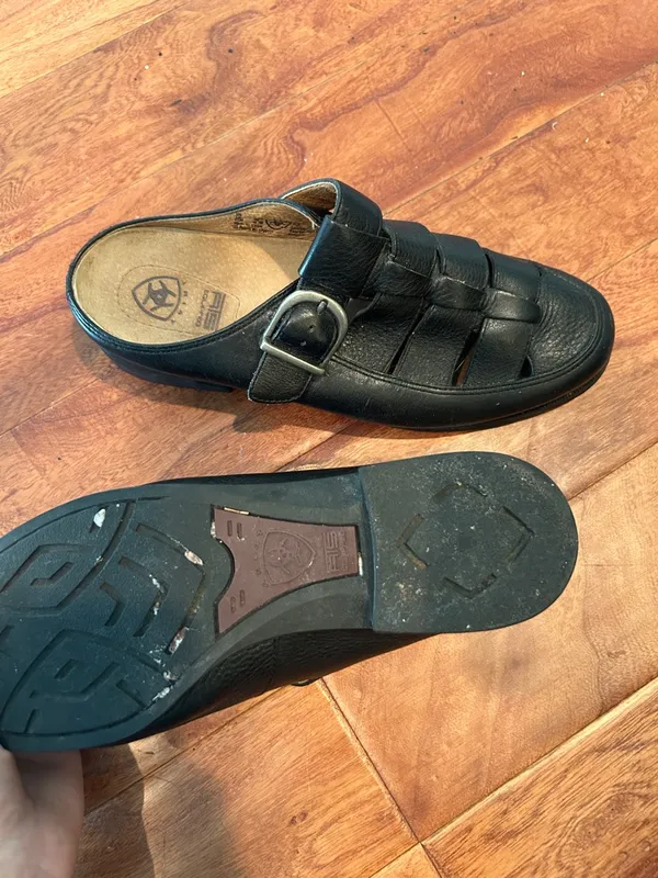 Ariat Vintage Black Leather Fisherman Mule Sandals Size 7.5 B - Image 8