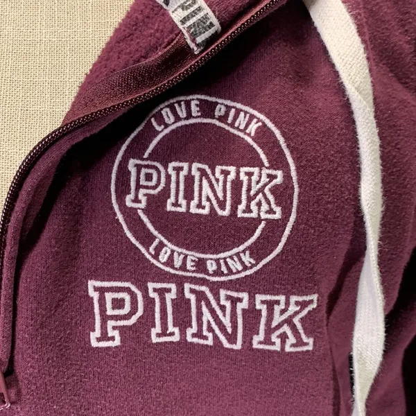 PINK Victoria’s Secret Burgundy Eggplant Hoodie Size Large - Image 2