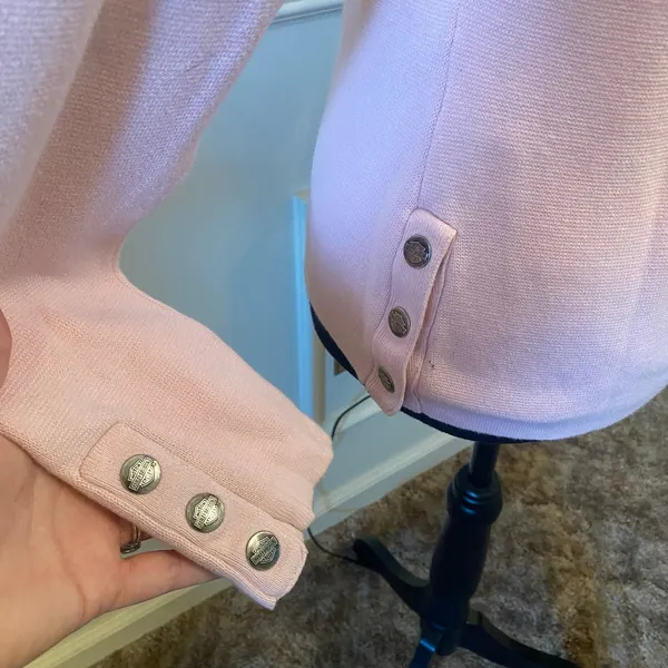 Light Pink Harley Davidson Knit Sweater Jacket Rhinestone Button Sleeve Zip - Image 5