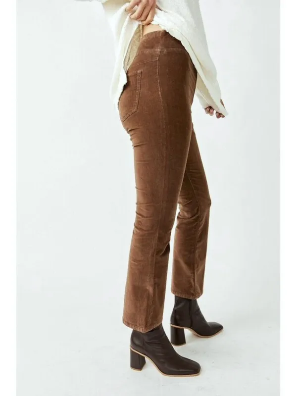 Free People In My Feelings Velvet Boho Distressed Crop Slim Flare Pants Size M - Image 11