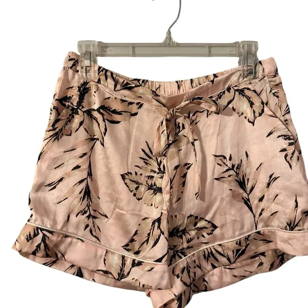 House of Harlow 1960 Pink Tropical Satin Pajama Set‎ Shorts Small Womens - Image 3