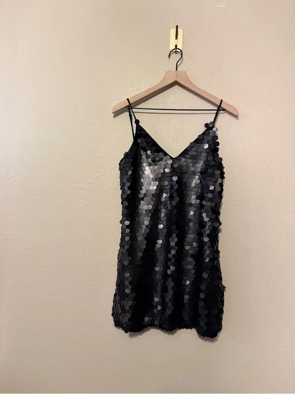 Line + Dot - Revolve Luster Mini Slip Dress Black Sequin Size Small - Image 3
