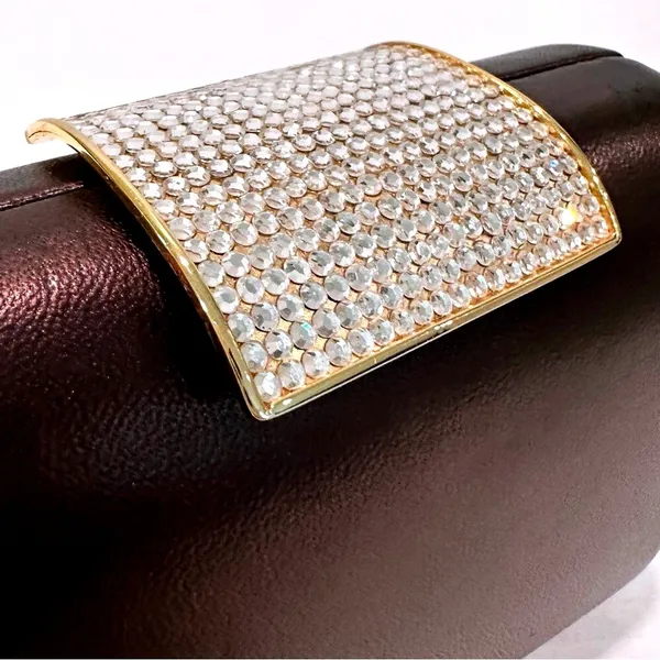 Inge Christopher Vintage Elegant‎ Rhinestone Clutch Chain Strap Women's Purple - Image 2