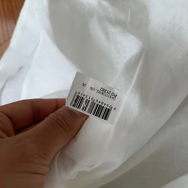 DISSH Aisle White 100% Linen Bow Square Neck Mini Dress - Image 6