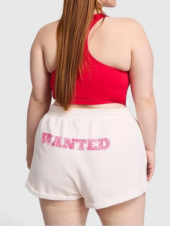 VICTORIA’S SECRET PINK Fleece Rolled Hem Short in Winter White Wanted Bling - Image 2