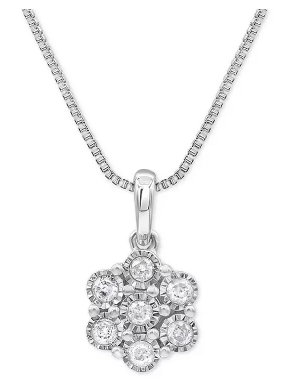 14K White Gold Over Sterling Silver 0.50 CTW Diamond Earrings and Necklace Set - Image 4