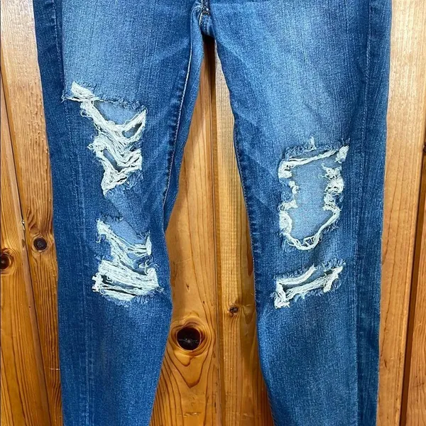 American Eagle Outfitters High Rise Blue Jeans with Distressing jegging - Image 2
