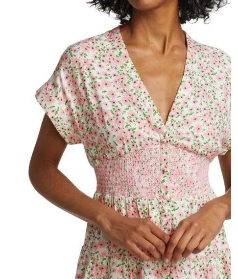 ALICE + OLIVIA Keela Floral Print Smocked Button-Front Dress - Image 2
