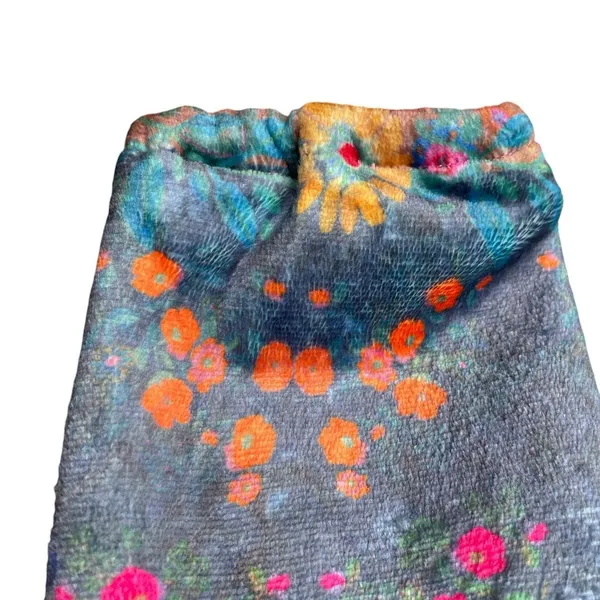 Natural Life Floral Soft Fleece Pajama Jumpsuit Large Zip-up Boho Cozy Colorful - Image 10